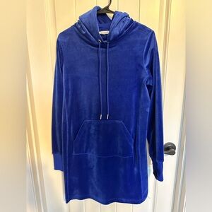 Calvin Klein blue velvet hooded dress